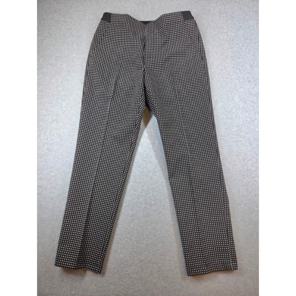 Uniqlo Womens Black White Grid Pattern Ankle Pants Size S Elastic Waist Tapered